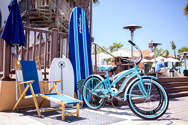 Beach equipment and bike rentals for guests in Bluewater vacation rentals in Mission Beach