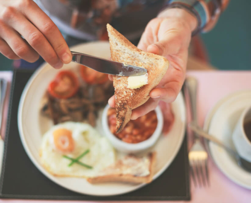 A breakfast plate with eggs and toast at one of San Diego's best breakfast spots
