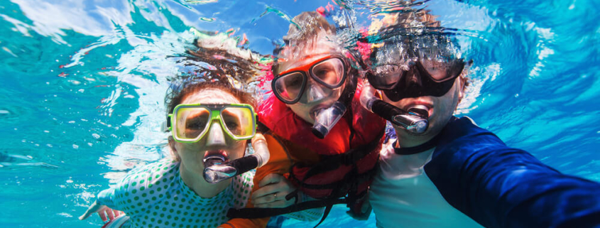 Family snorkeling in La Jolla Cove