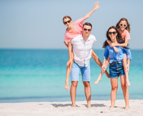 A family on the beach in San Diego