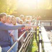 A family at the San Diego Zoo in winter