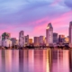 The San Diego skyline at sunset